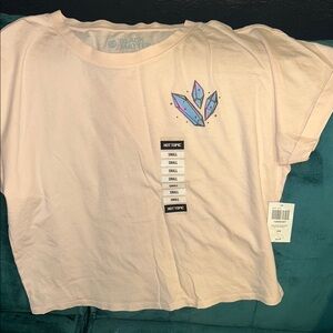 Hot Topic Cream Tee with Crystal Design